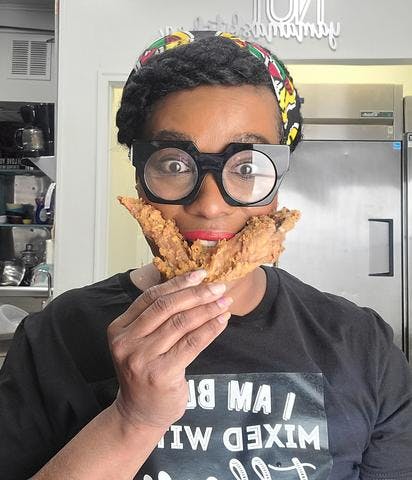 a man eating a sandwich