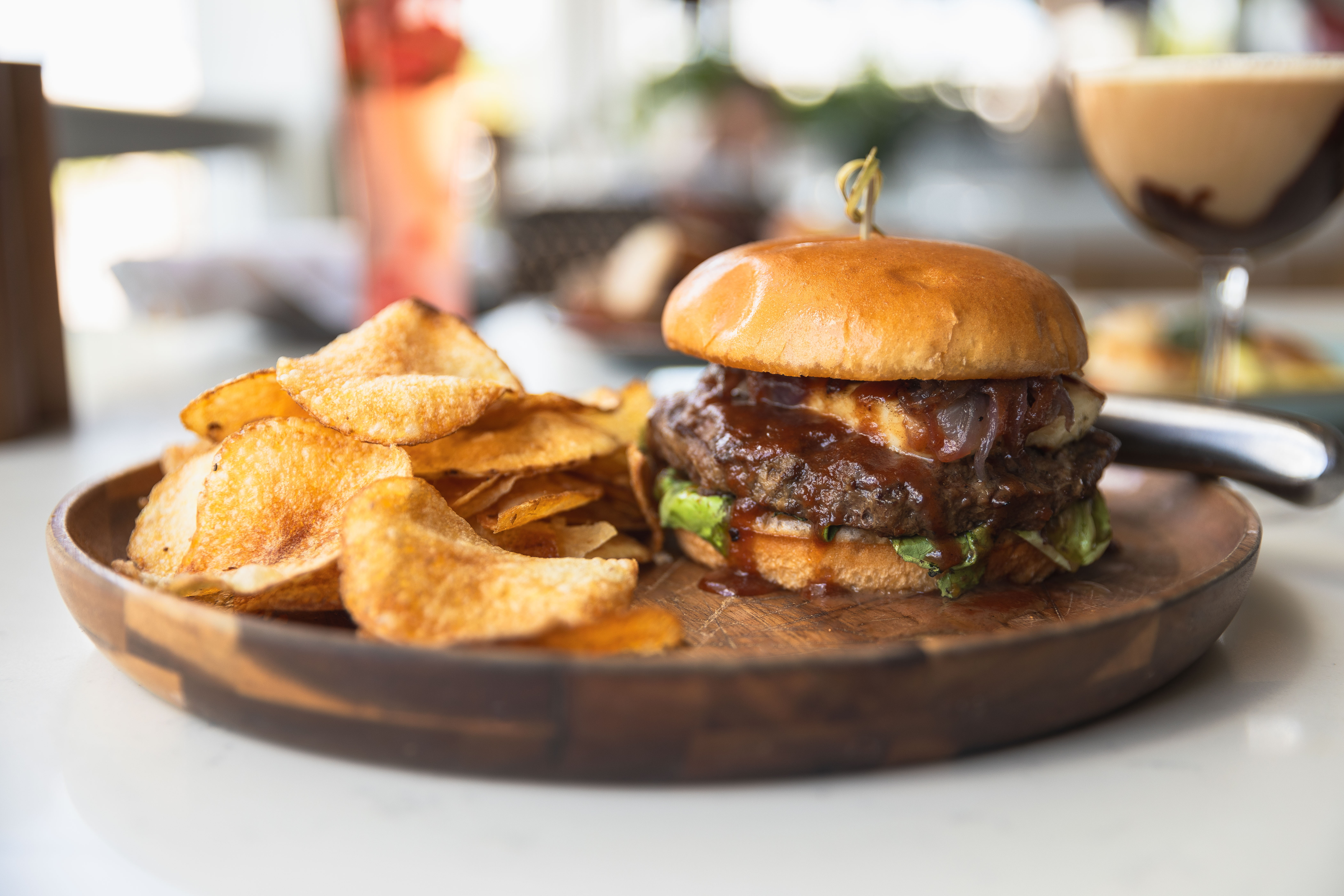 dish with a hamburger