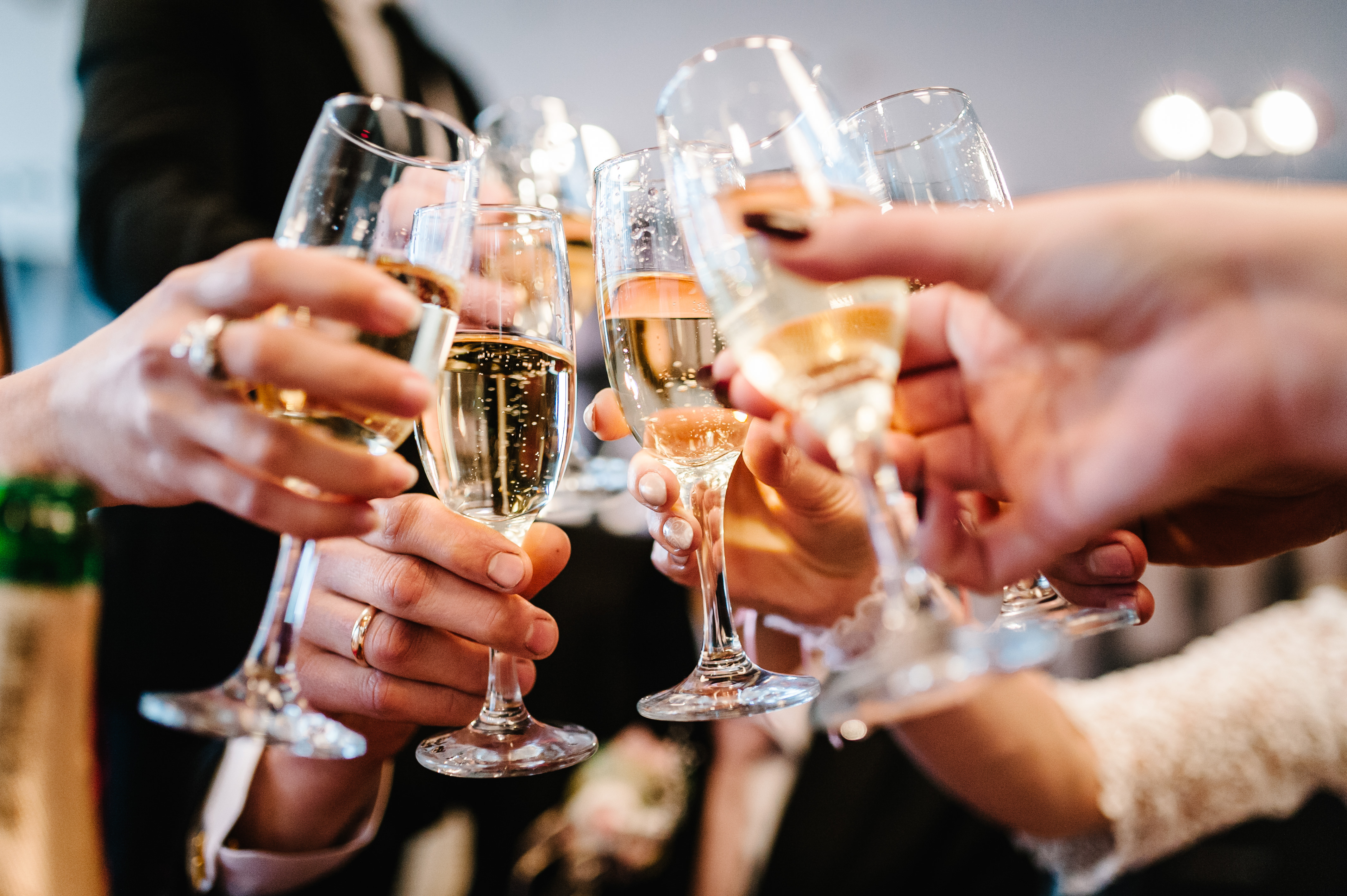 group cheers with champagne