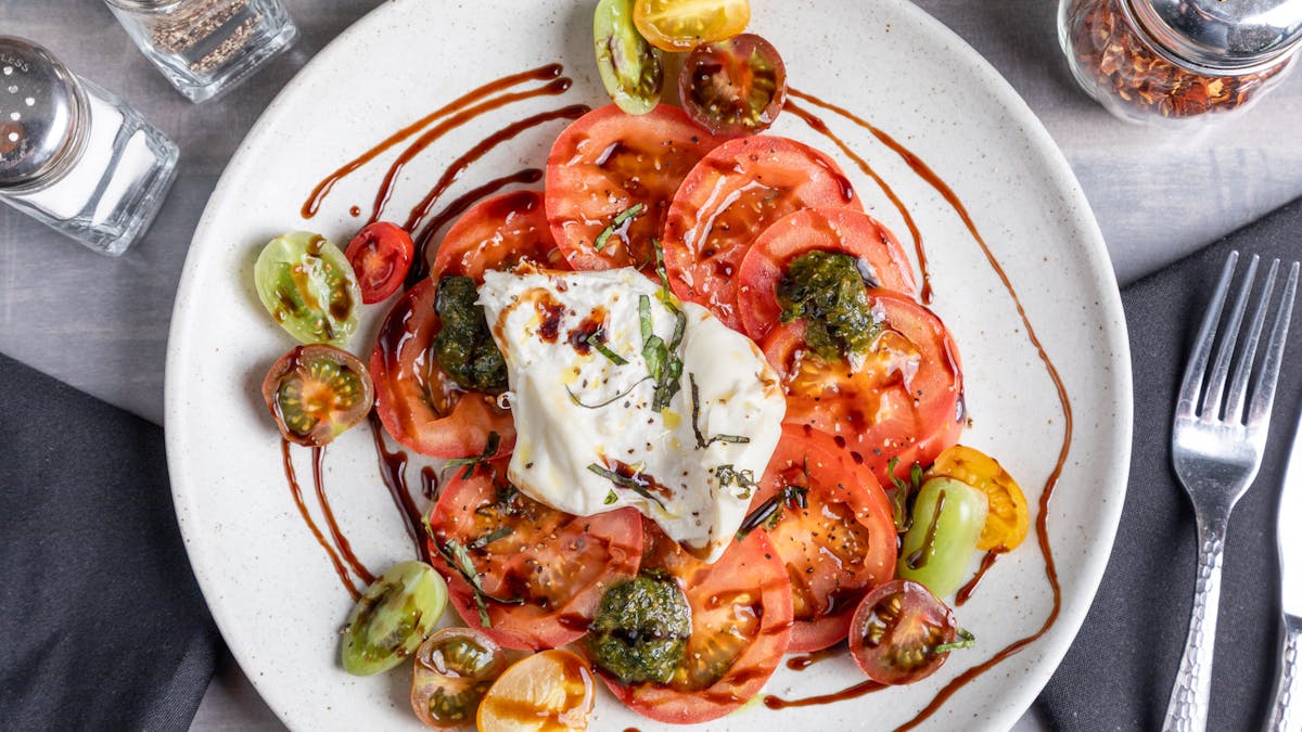 a plate of food with a fork