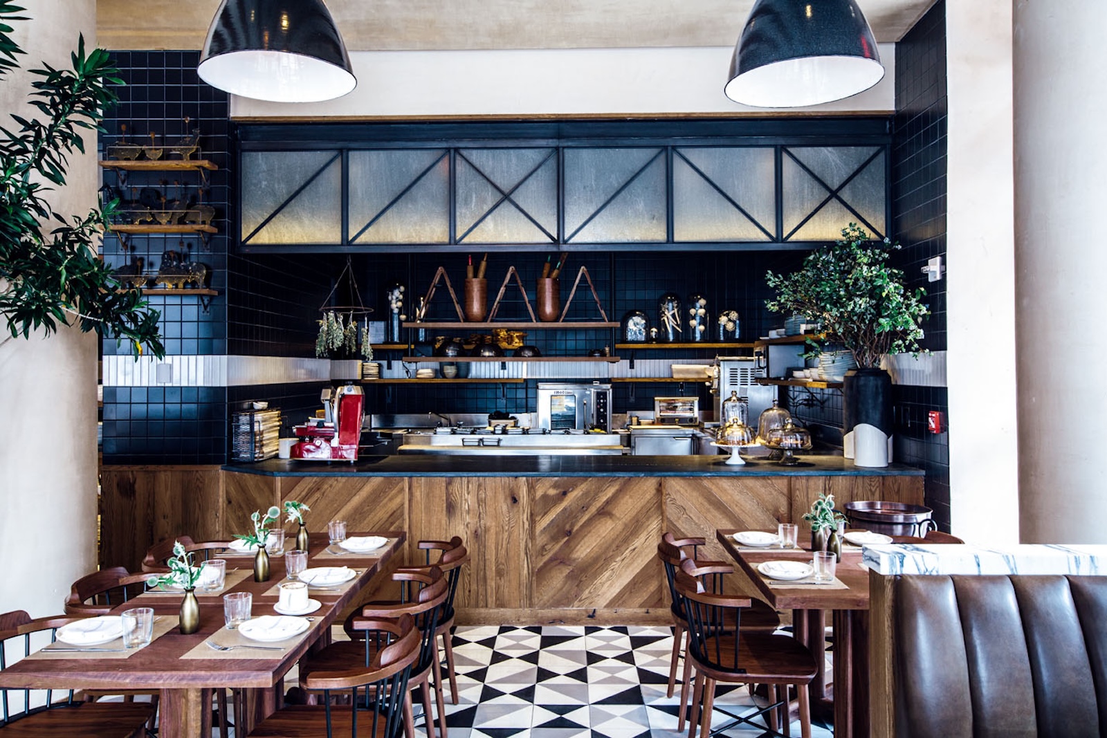 a restaurant with tables and chairs