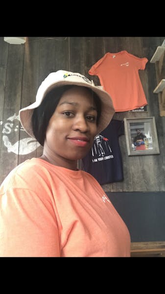 a person wearing a red hat