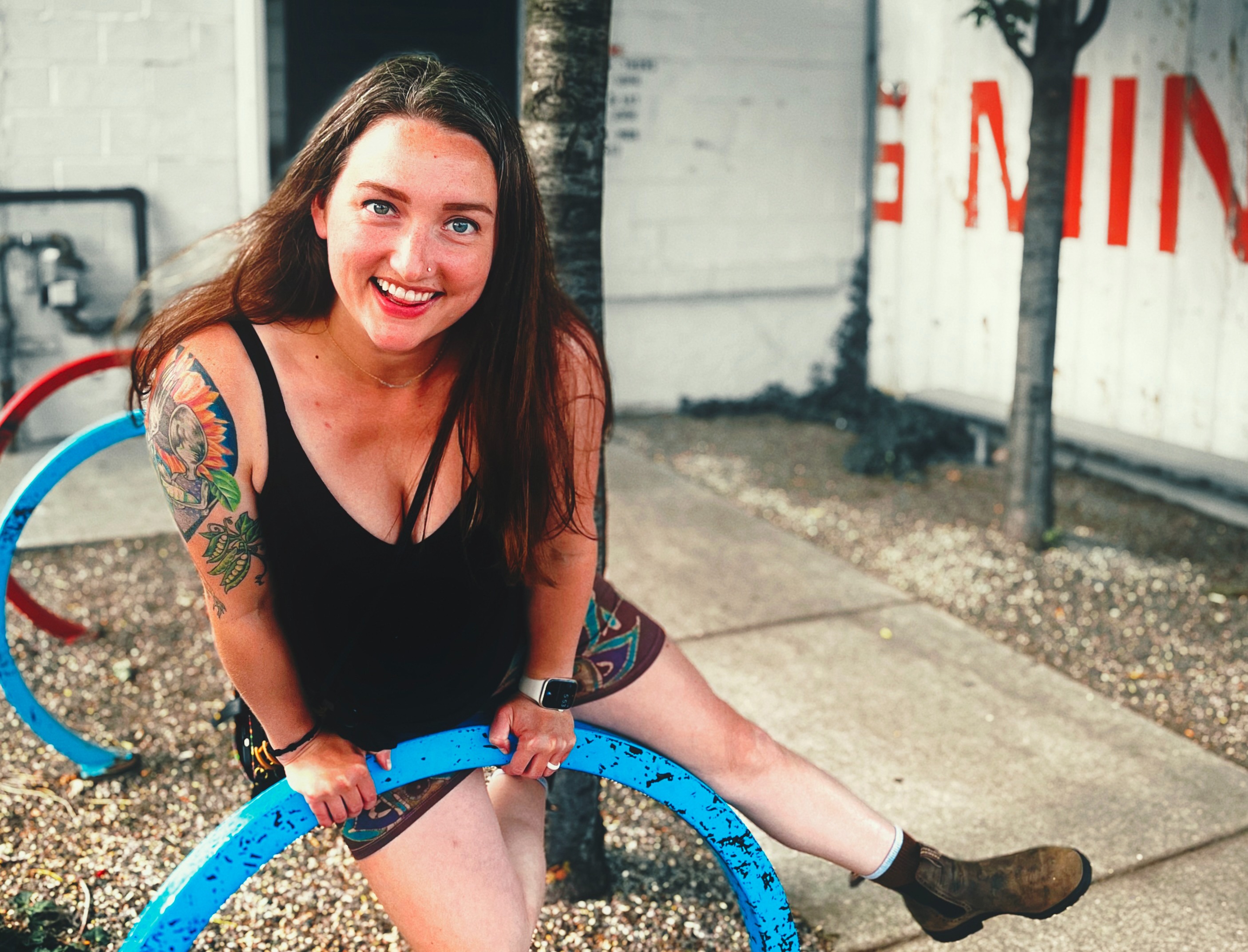 a woman smilling