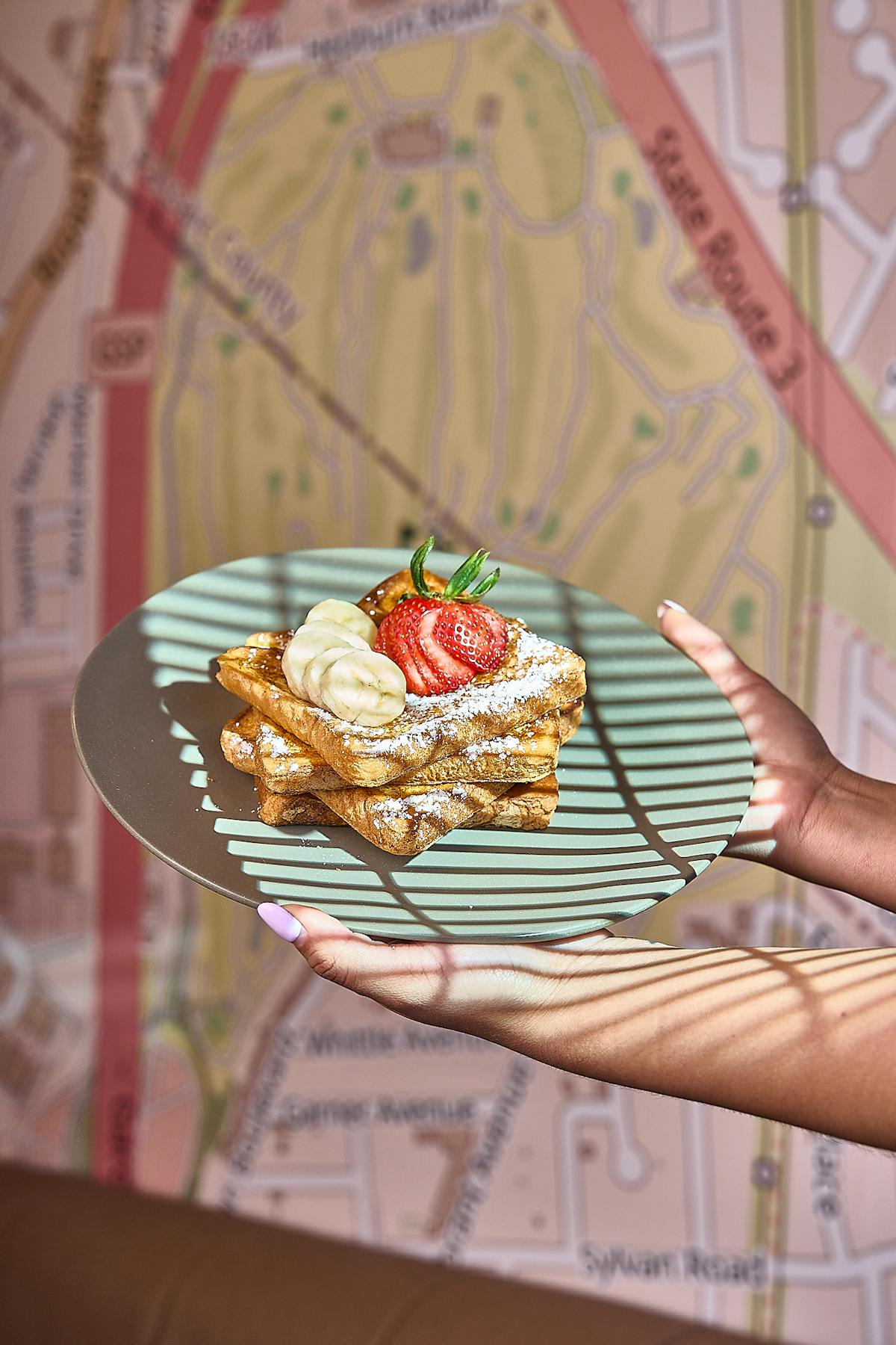 a plate with food on a table