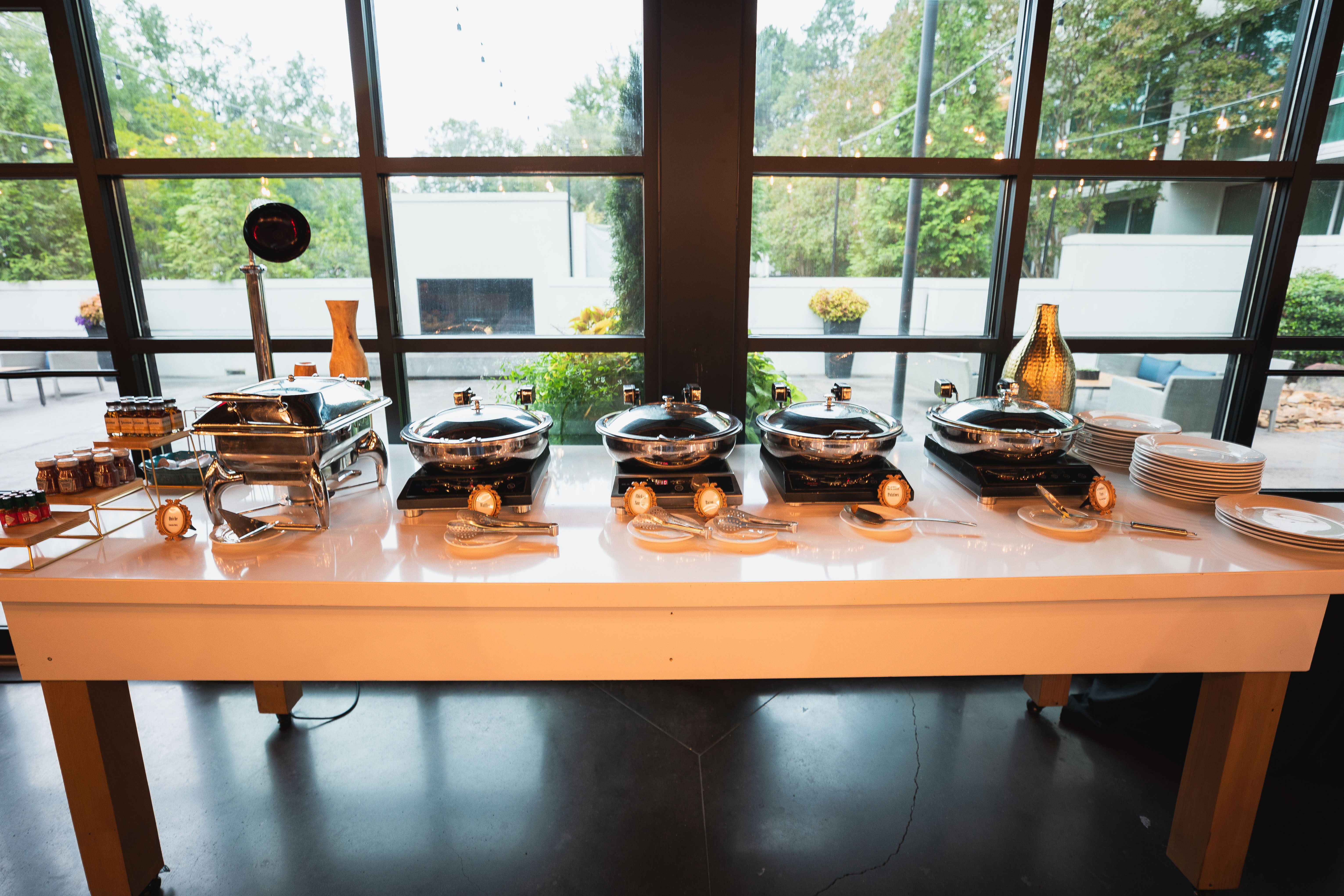 a table with plates