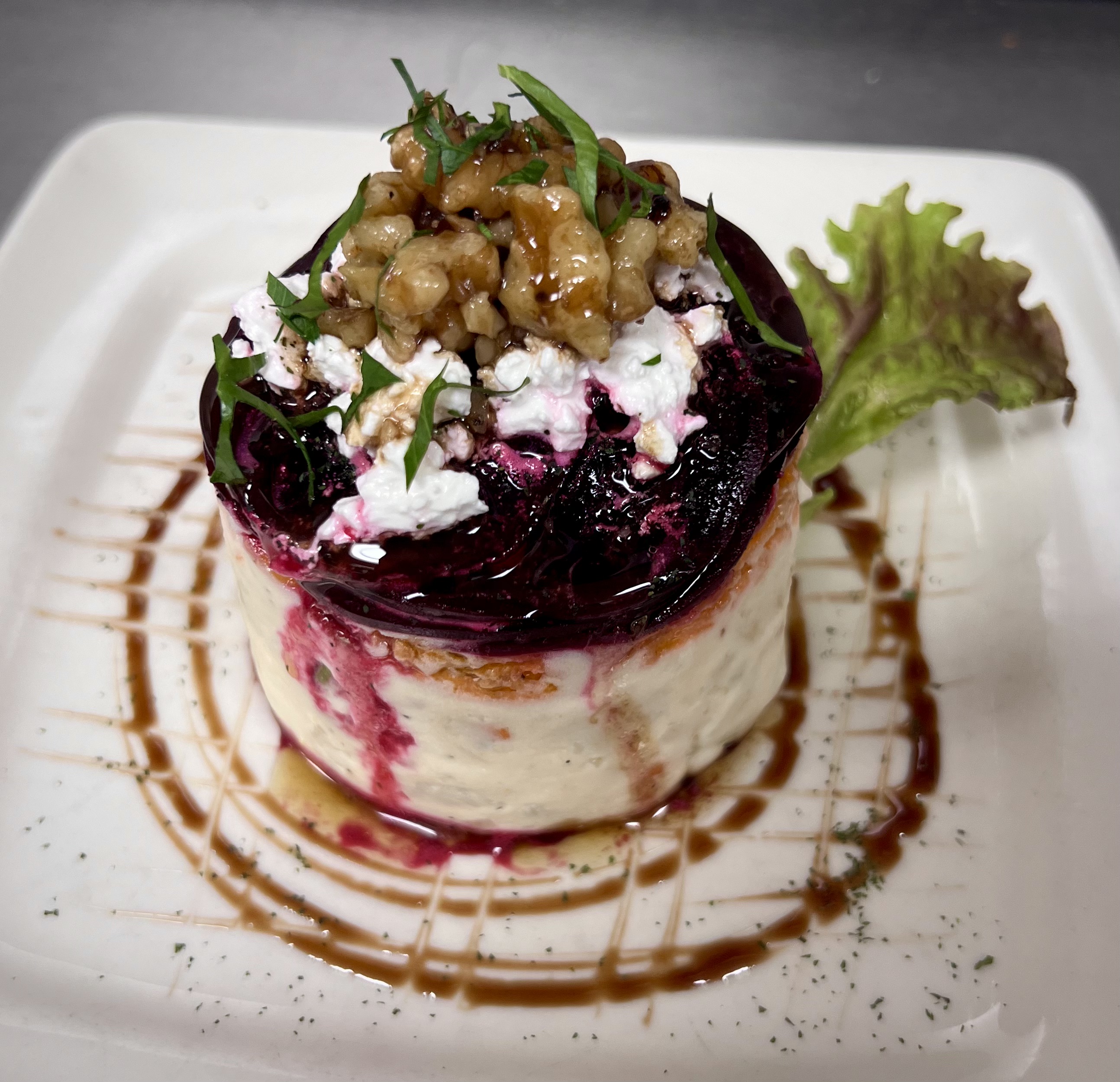 a cake sitting on top of a plate of food