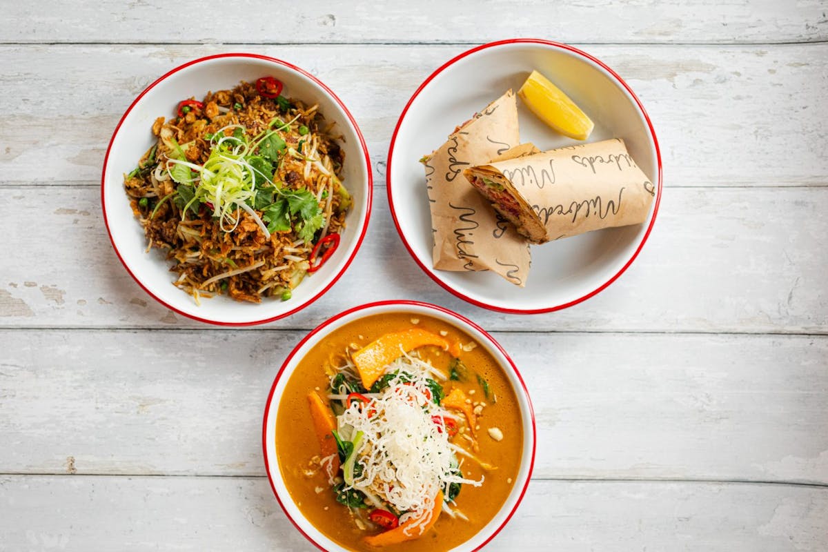 a bowl of food on a table
