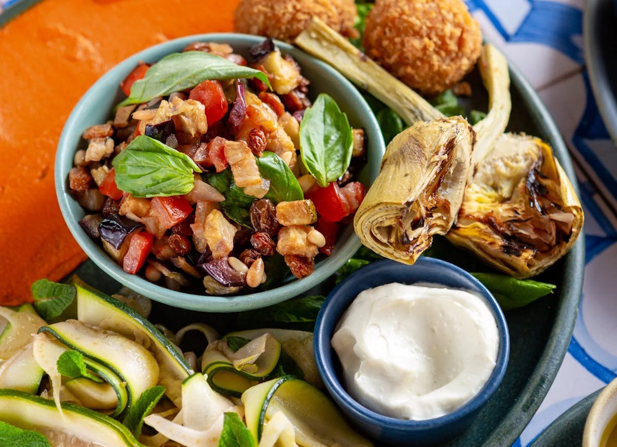 a bowl filled with different types of food