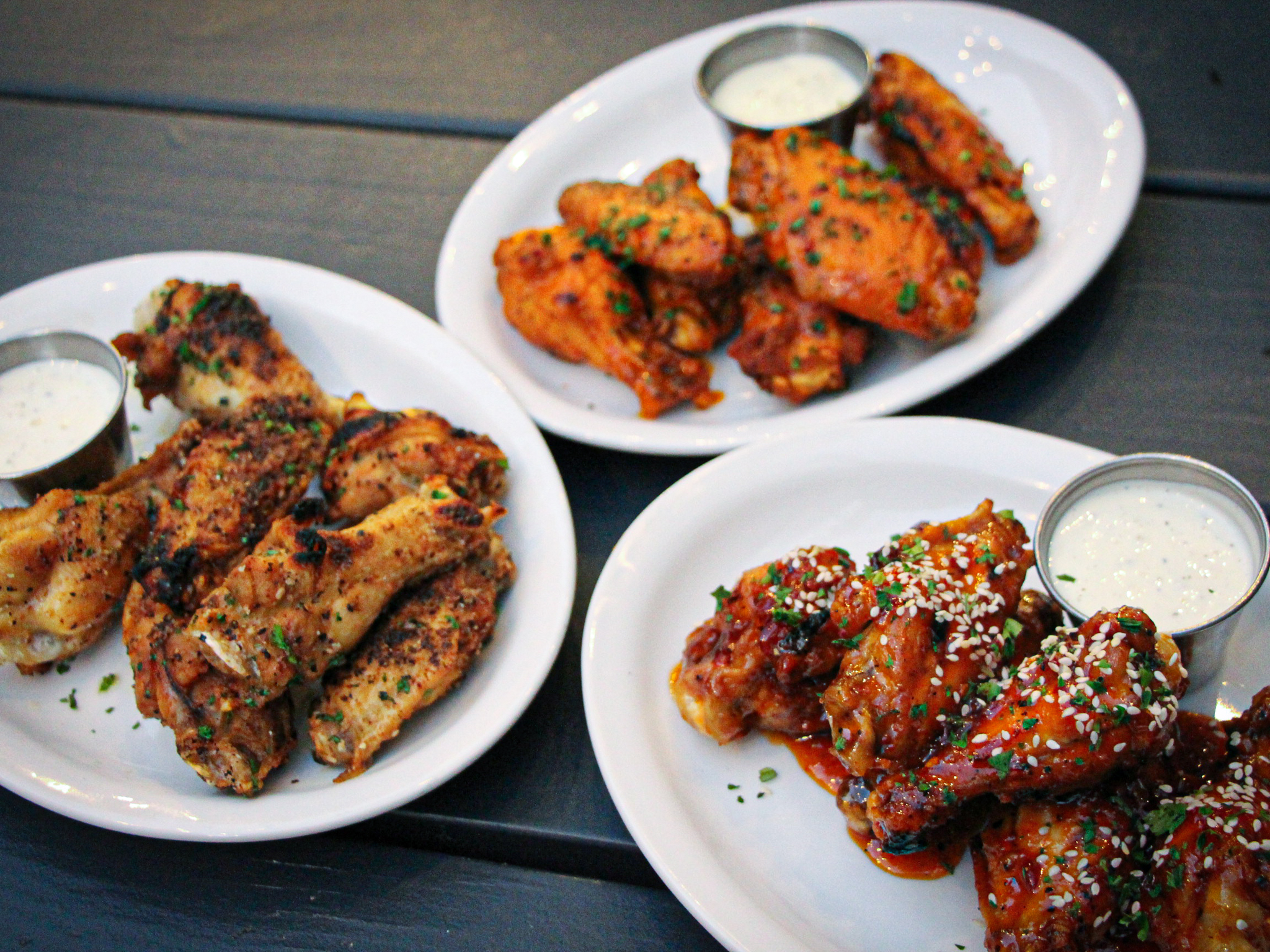 three plates showing different wings available