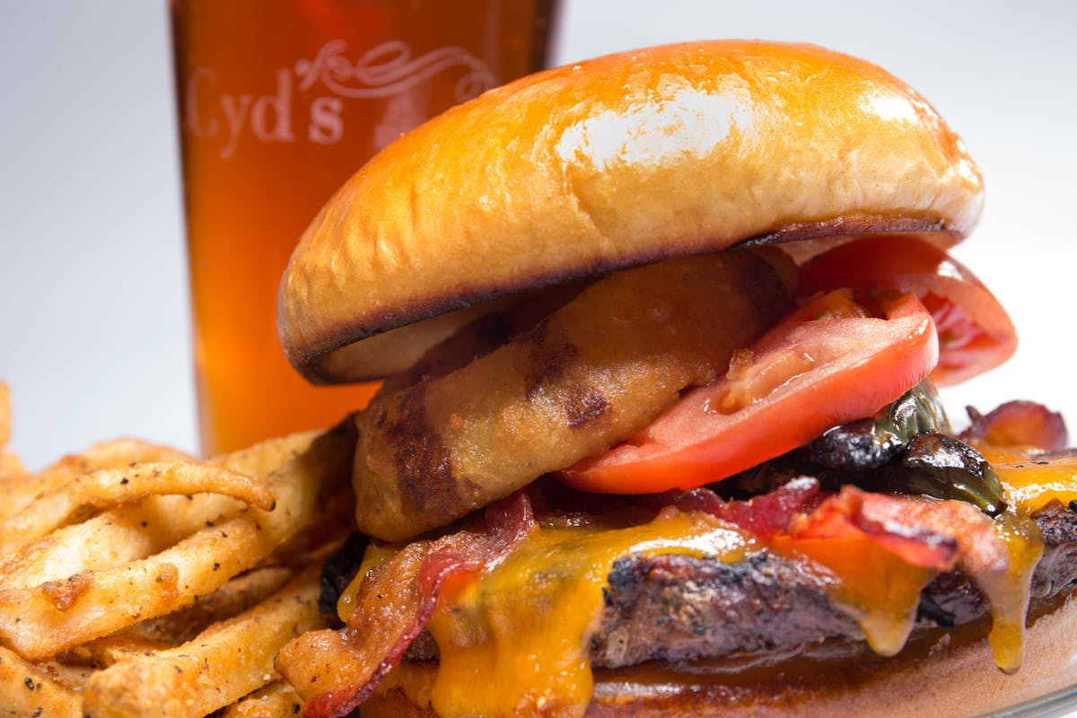 a sandwich sitting on top of a pile of fries