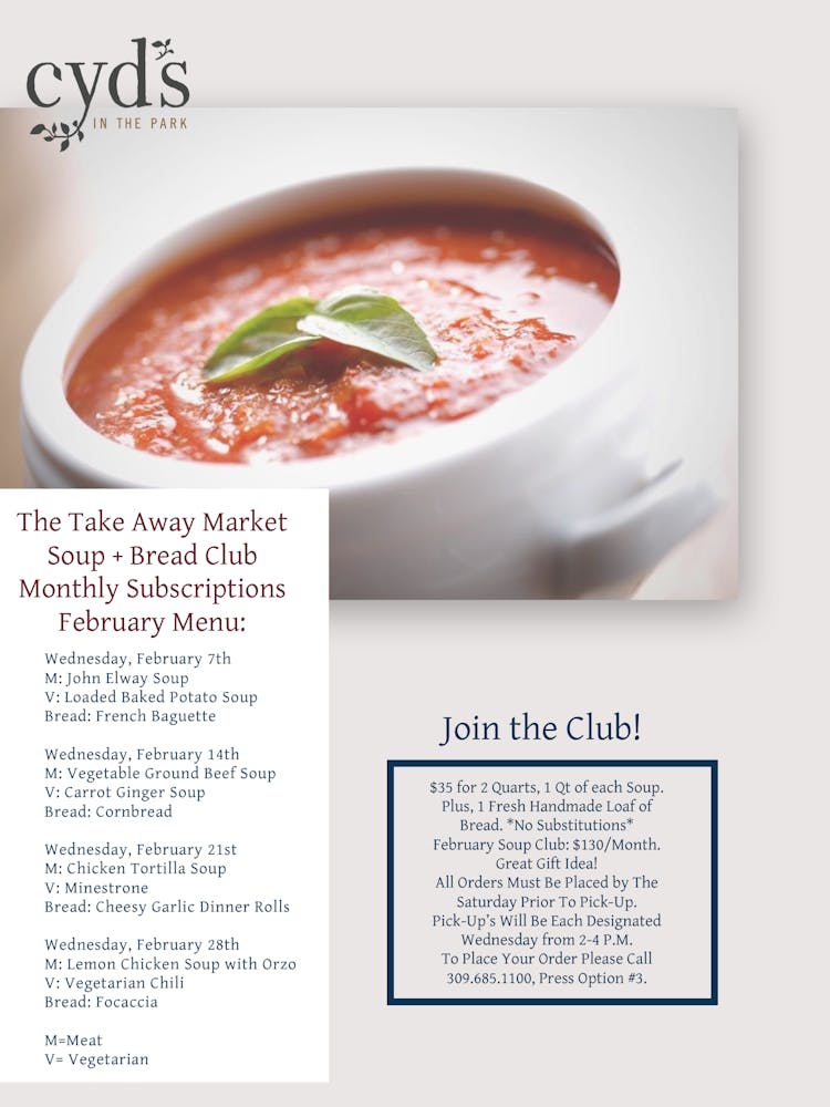 Take Away Market Soup + Bread Club Cyd's in the Park American