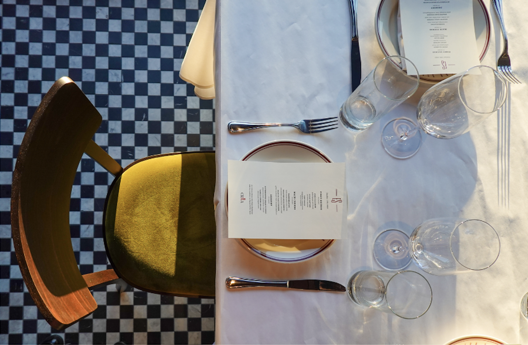 a table with wine glasses