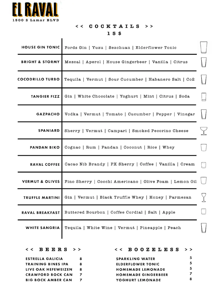 Menus El Raval in Austin, TX