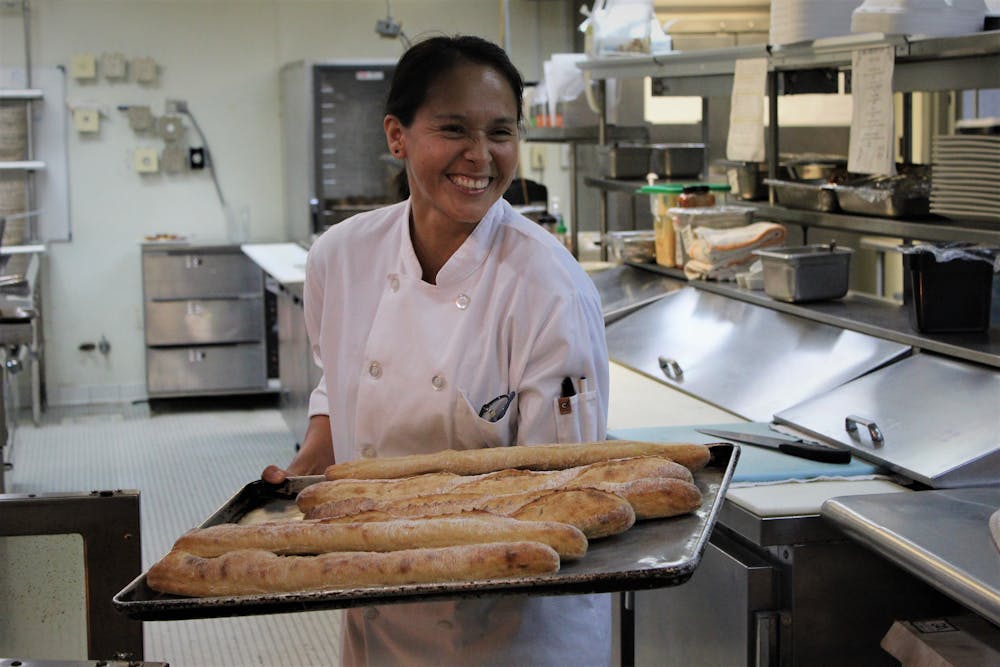 a person preparing food in a kitchen