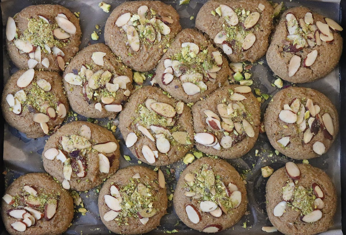 a close up of many different types of food