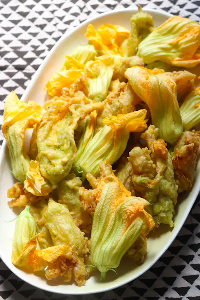 Squash Blossom Pakoras Pondicheri Café Modern Indian Restaurant in