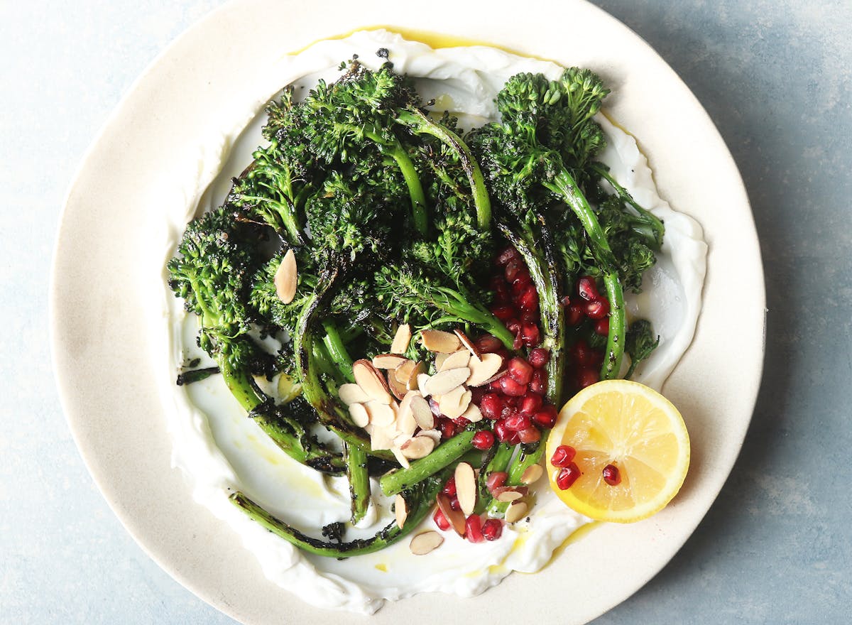 a plate of food with broccoli