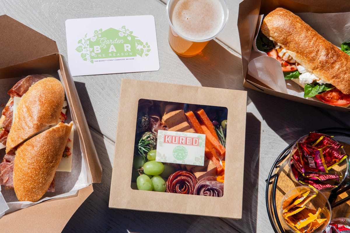 a box filled with different types of food on a table