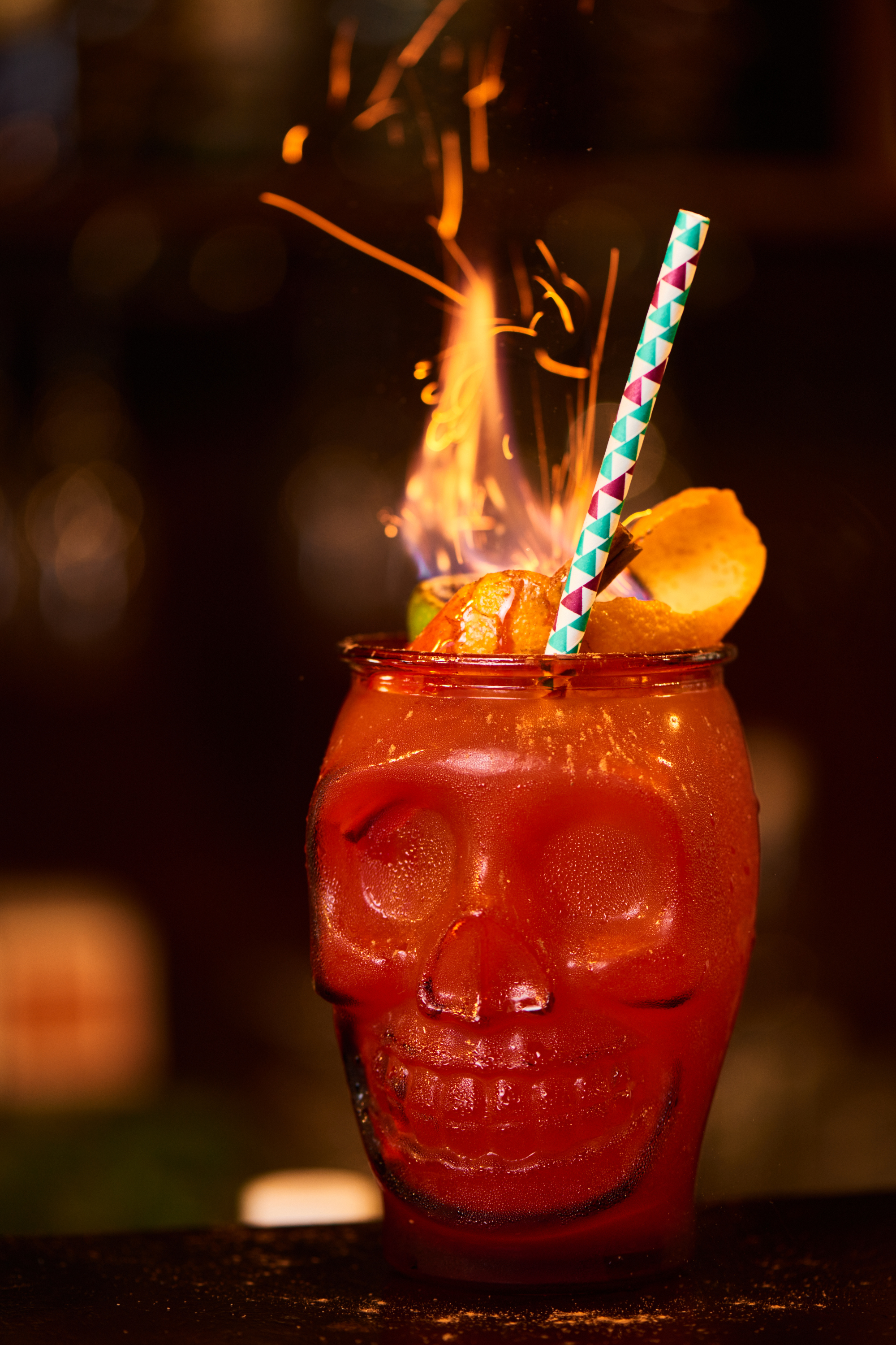a close up of a glass vase on a table