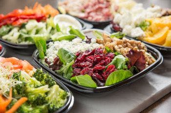 a dish is filled with food