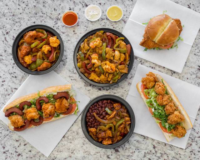 many different types of food on a table