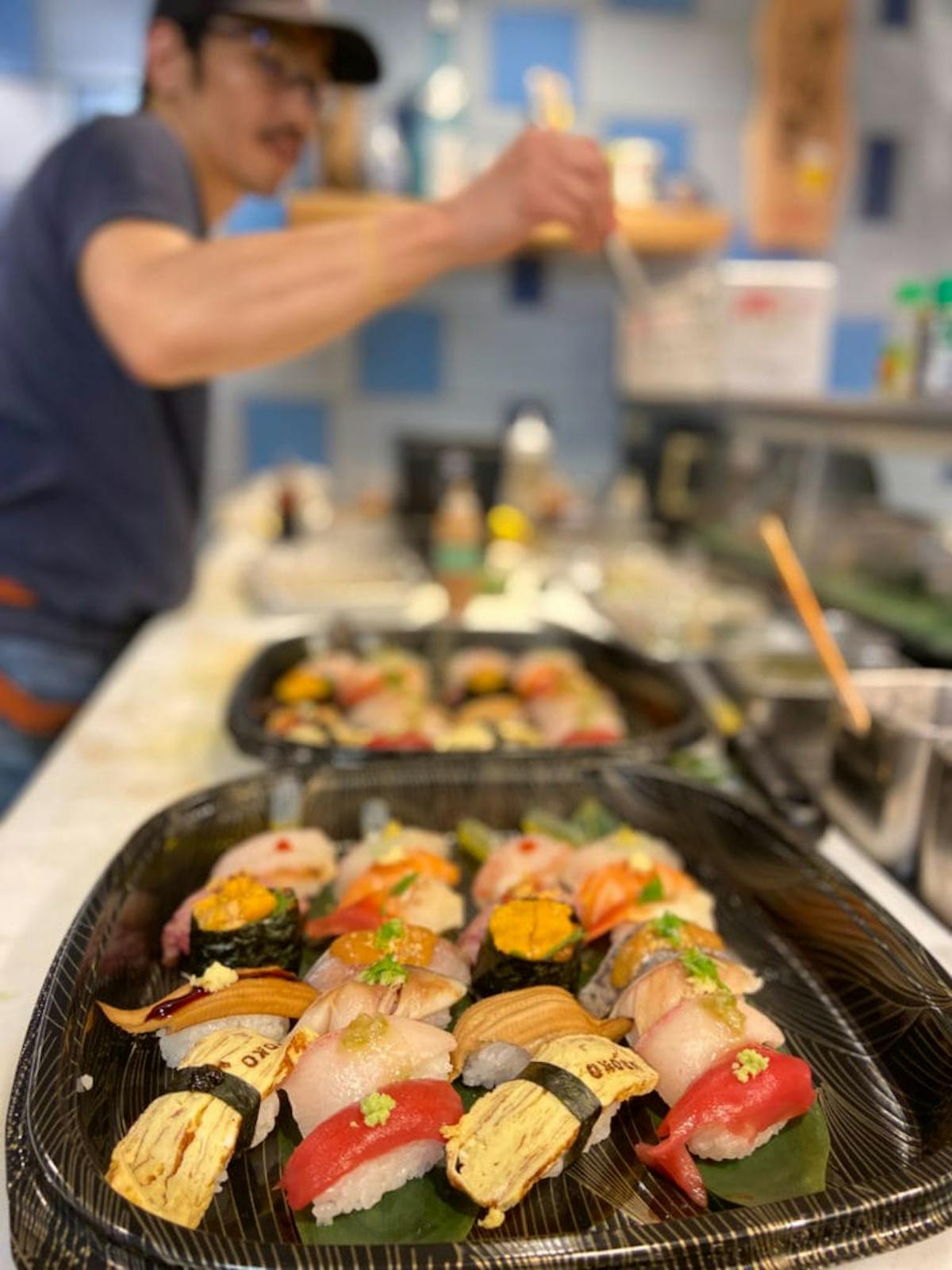 a group of sushi