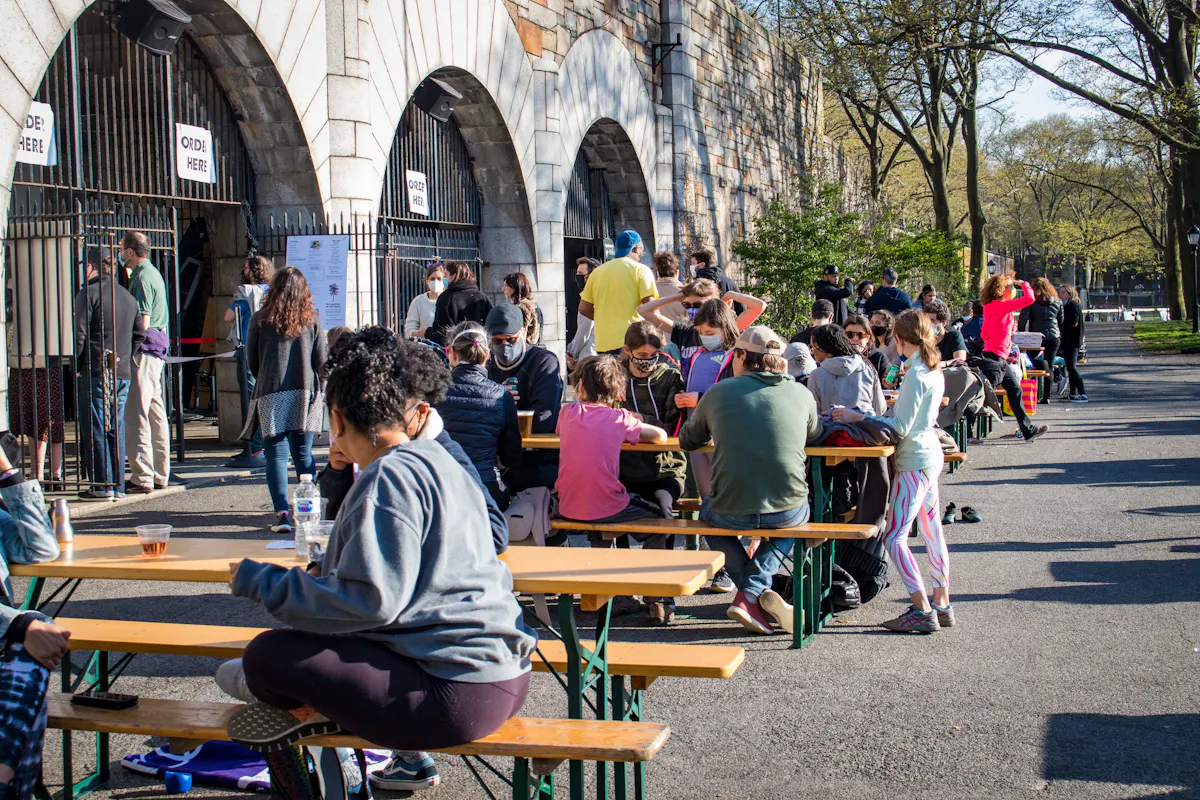 picnic tables outside