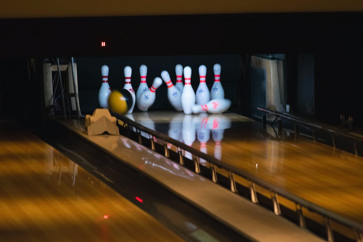 a bowling alley lane