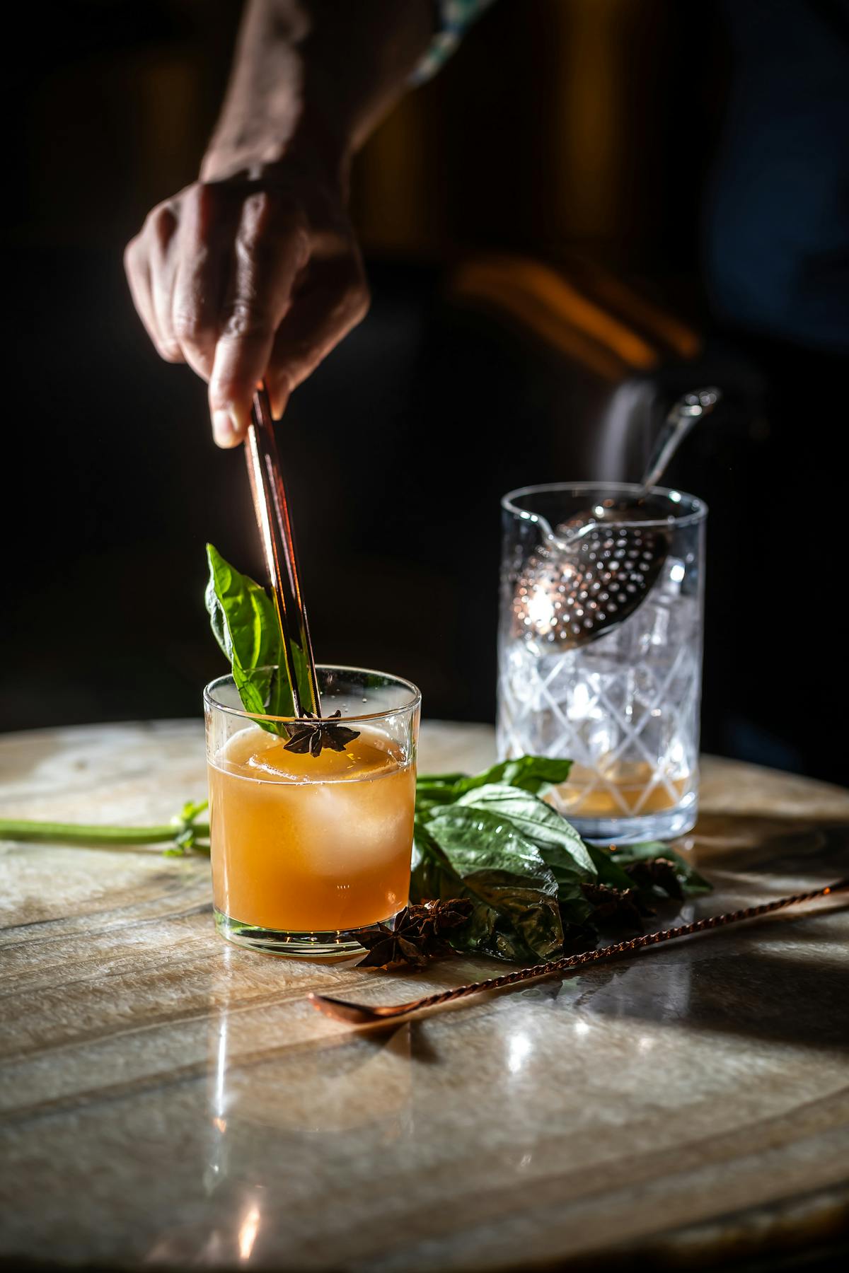 a drink on a table