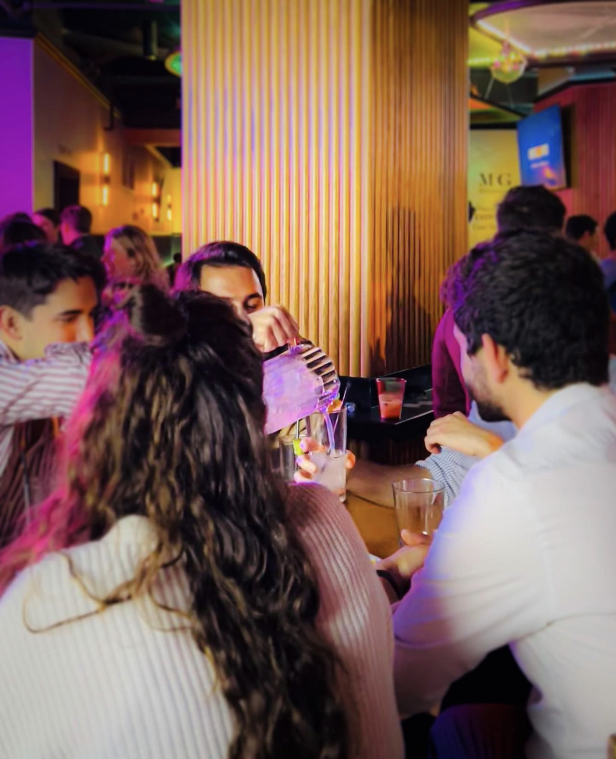 a group of people in a room