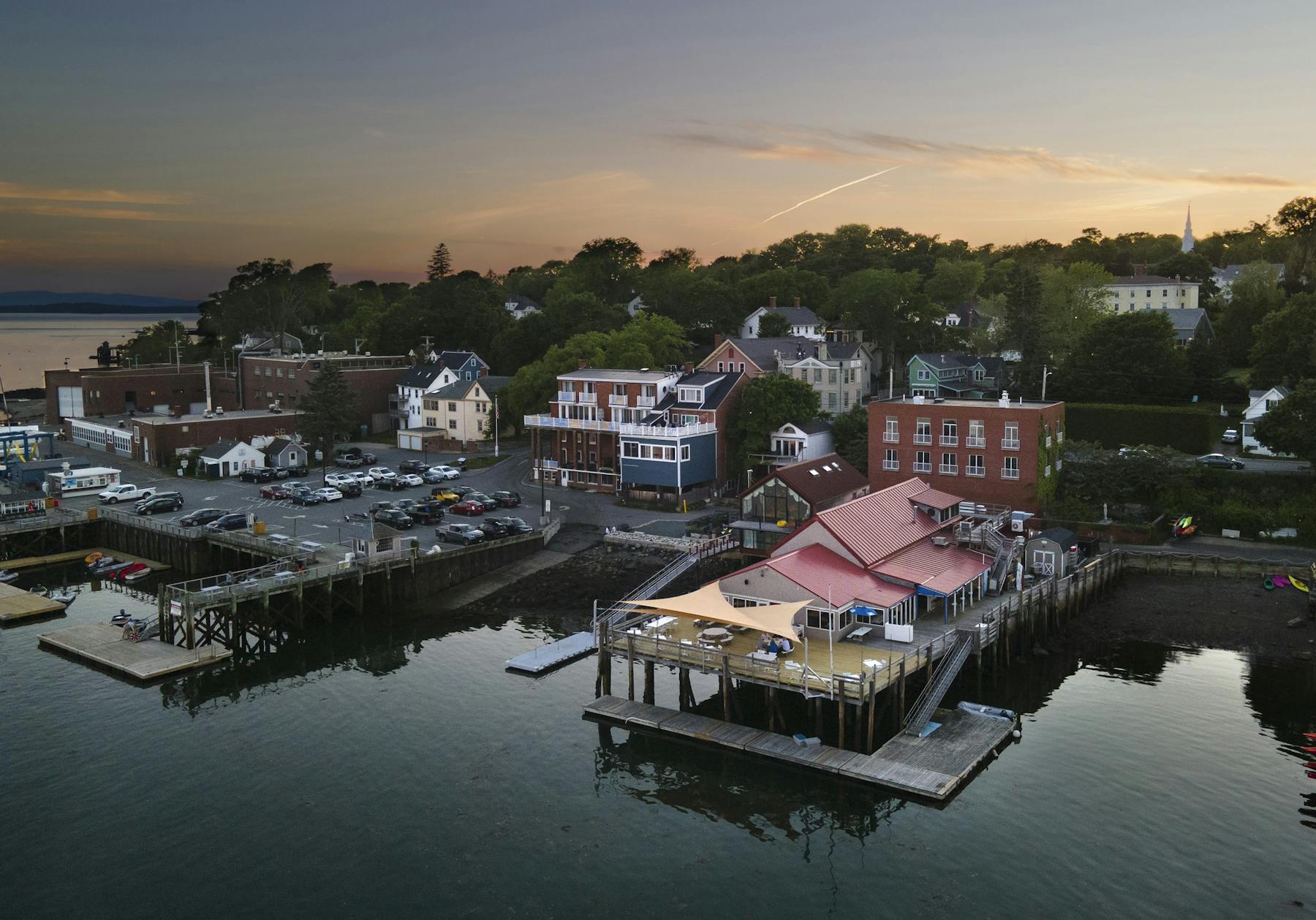evening photo of the exterior of the wharf