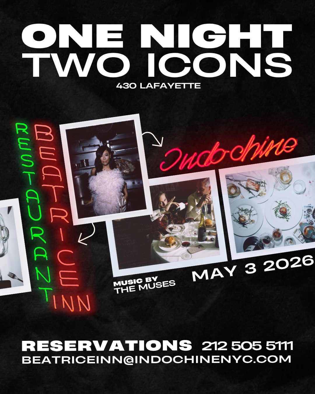 a black and white poster with images of people and a restaurant