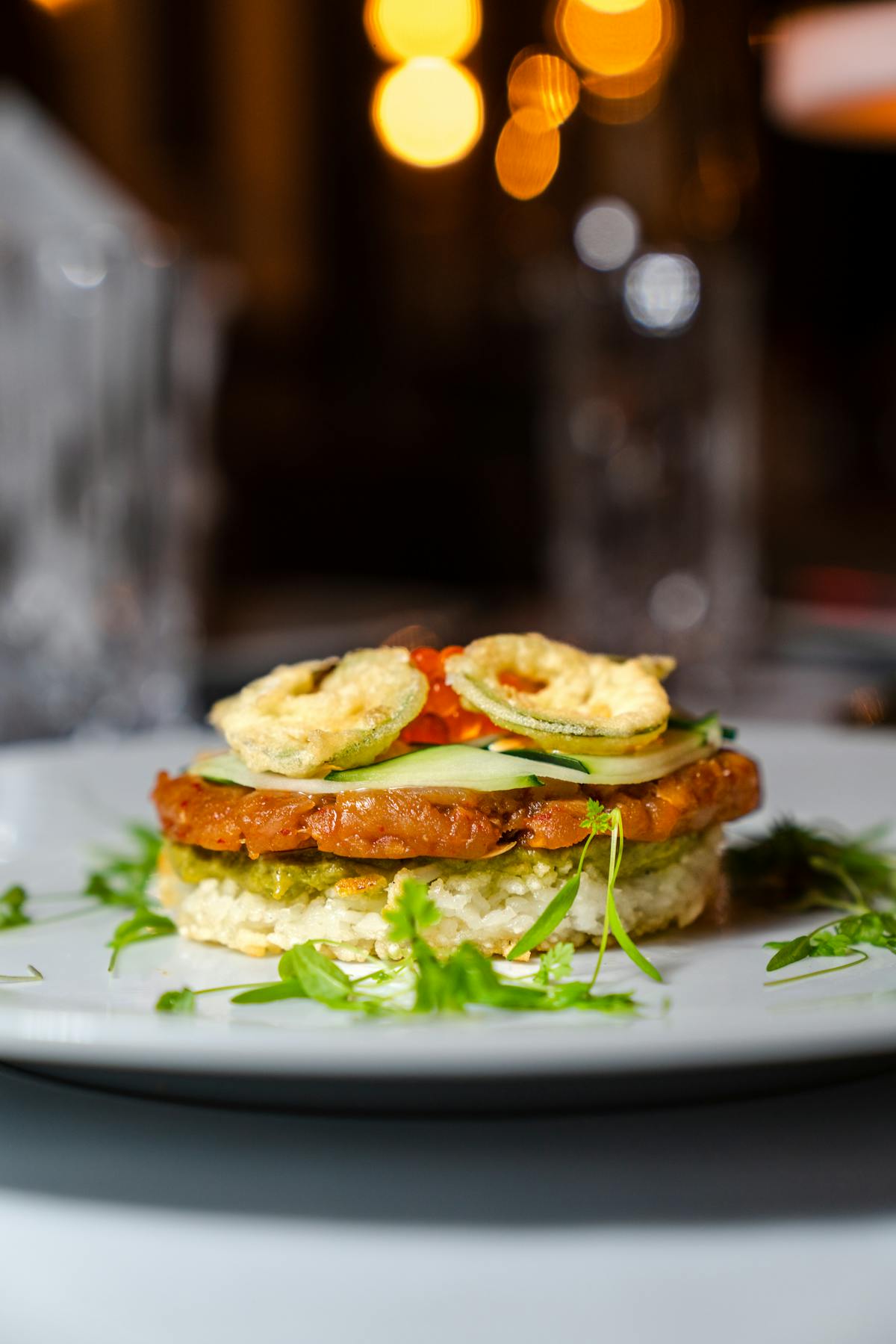 a close up of a plate of food on a table