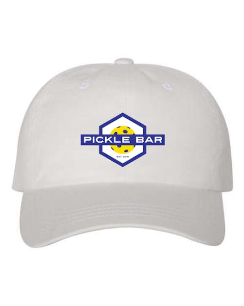 The Pickle Bar White Embroidered Logo Dad Hat The Pickle Bar