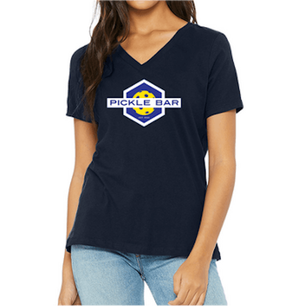 The Pickle Bar Women's Navy VNeck TShirt The Pickle Bar American