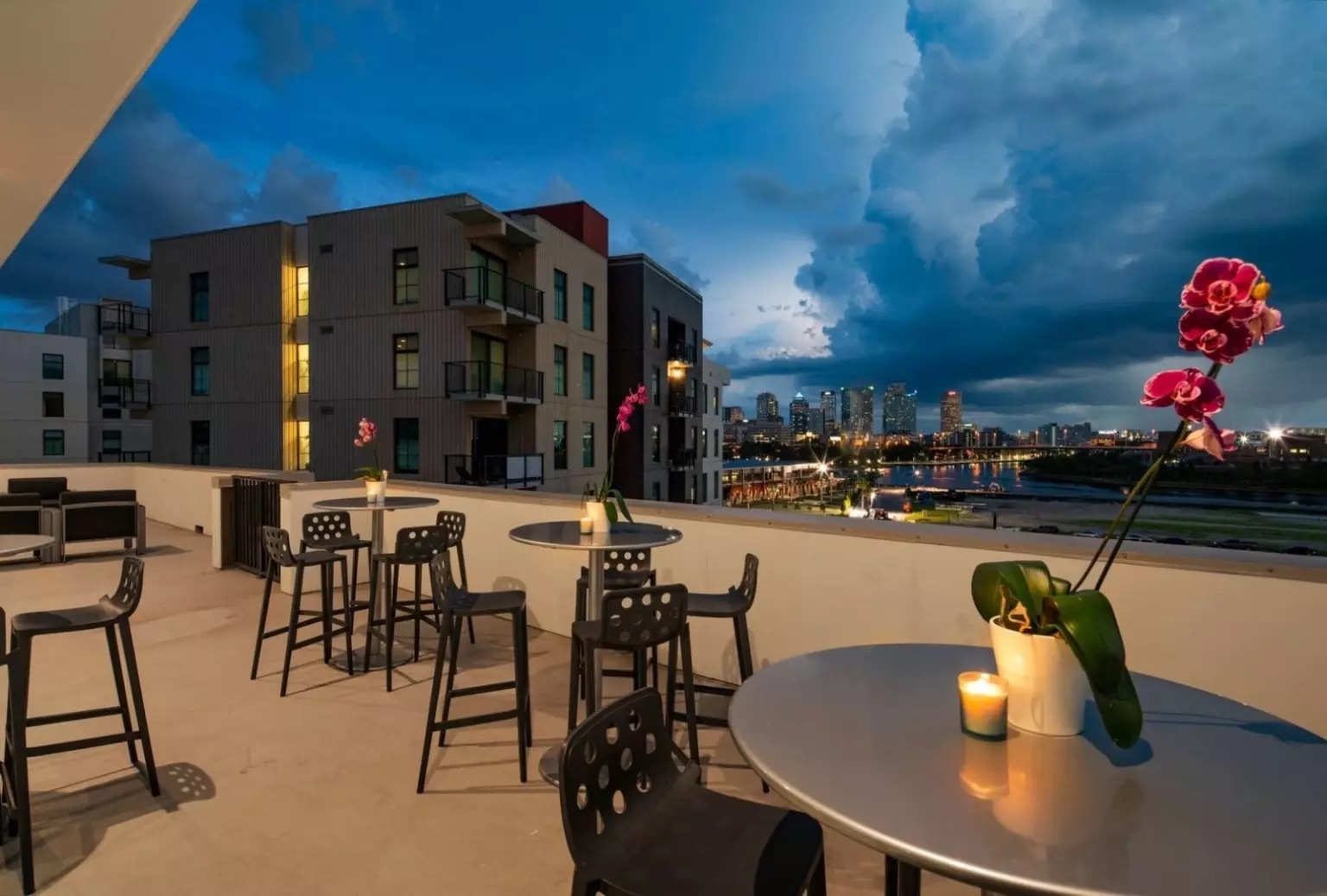 tables and chairs outside