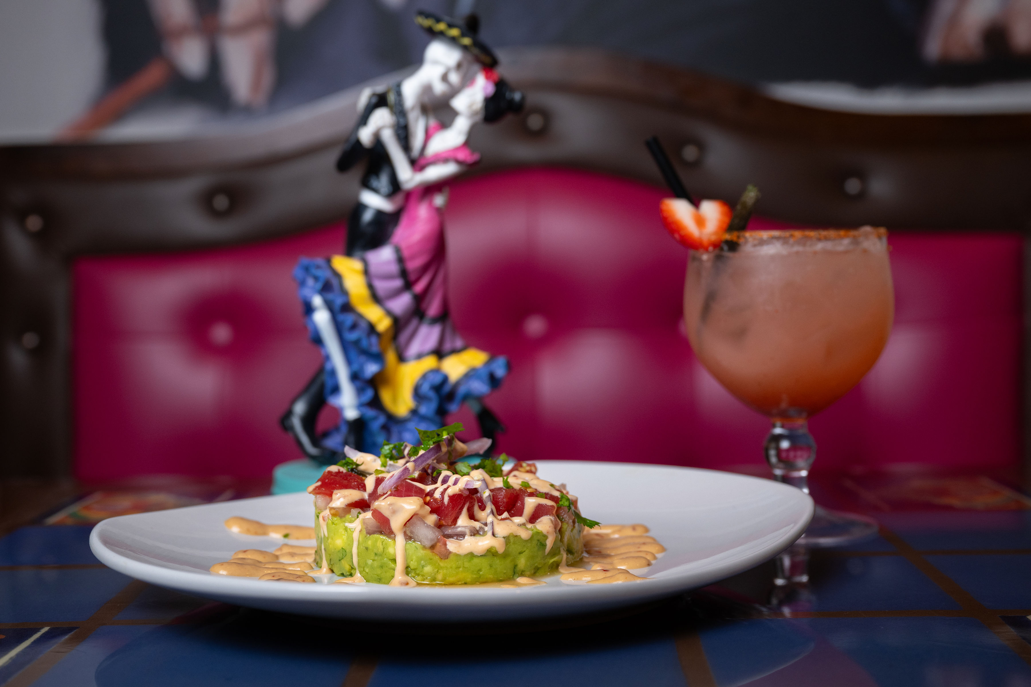 a plate of food and a drink