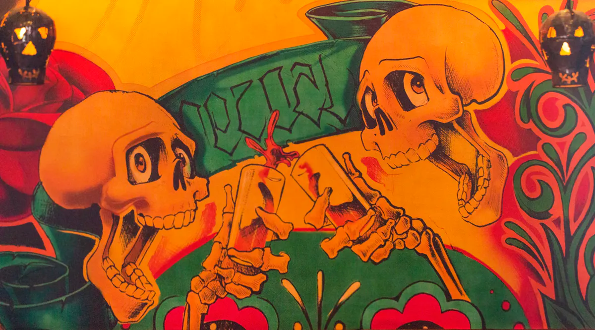 a close up of a painted wall