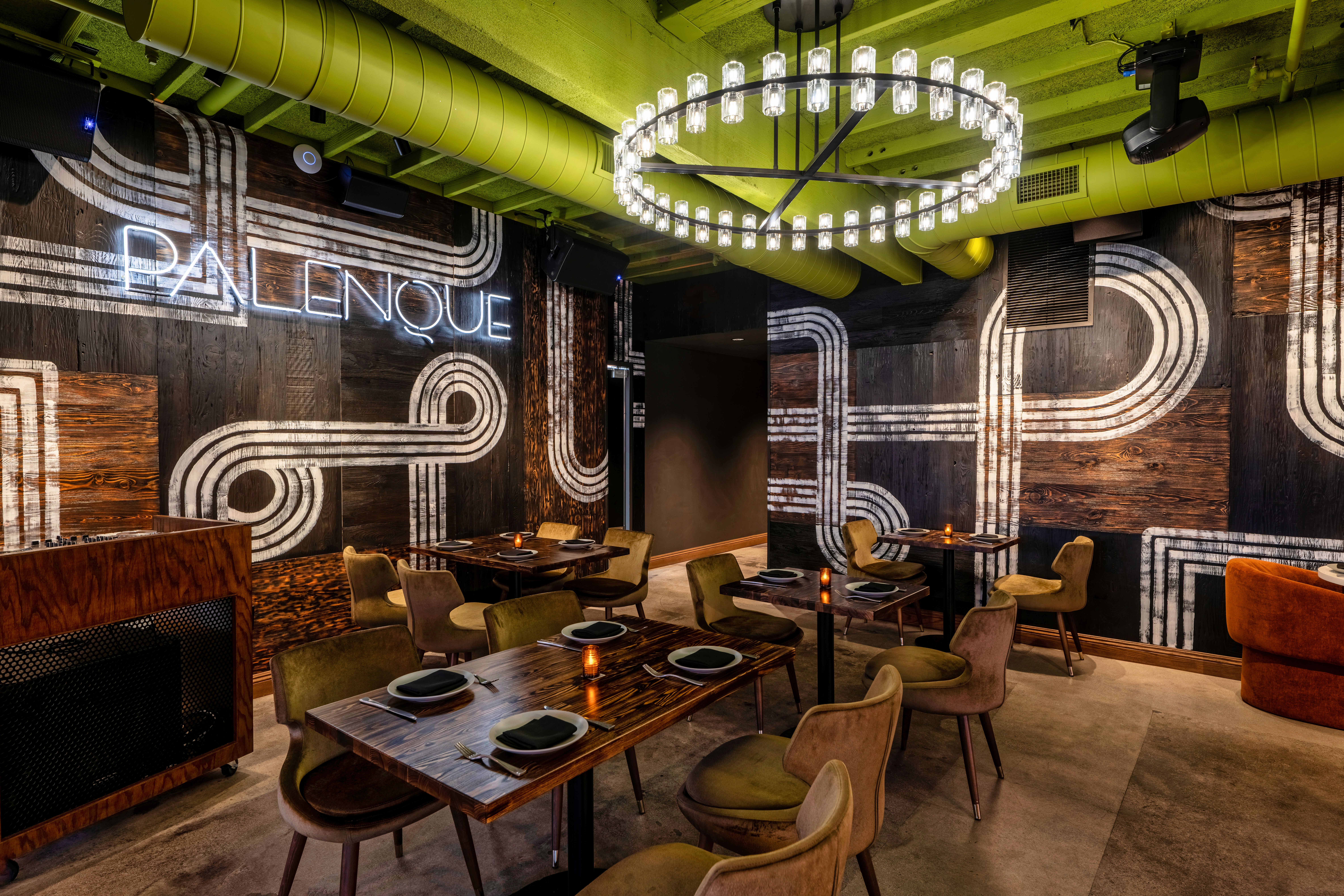 a room filled with furniture and a fireplace