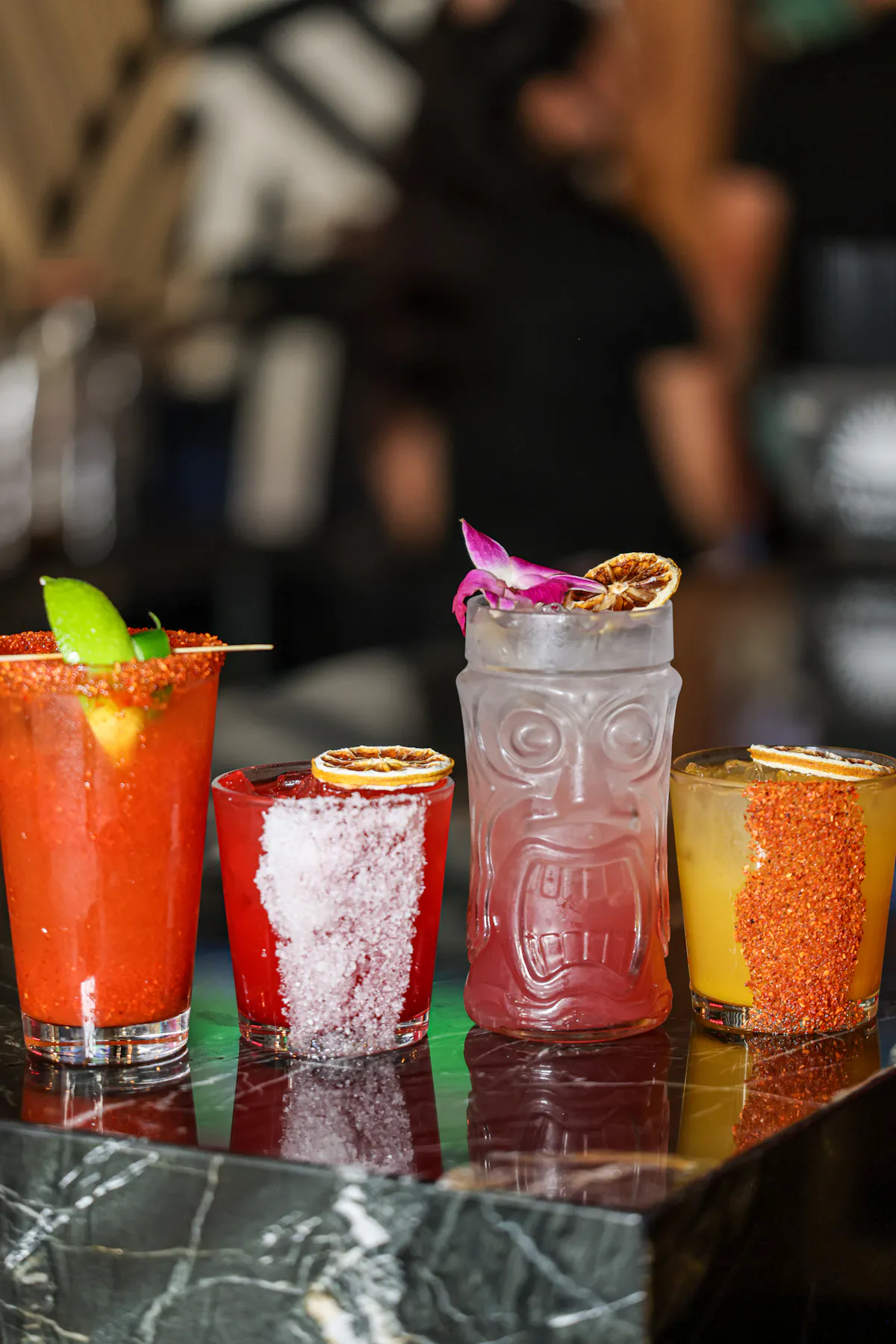 a close up of cocktails