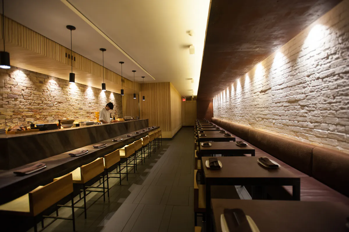 a long table in a room
