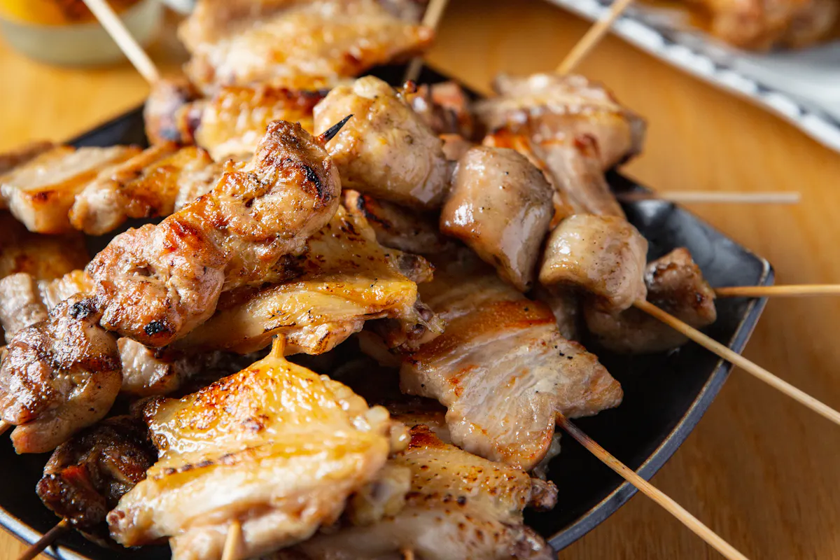 a dish is filled with food
