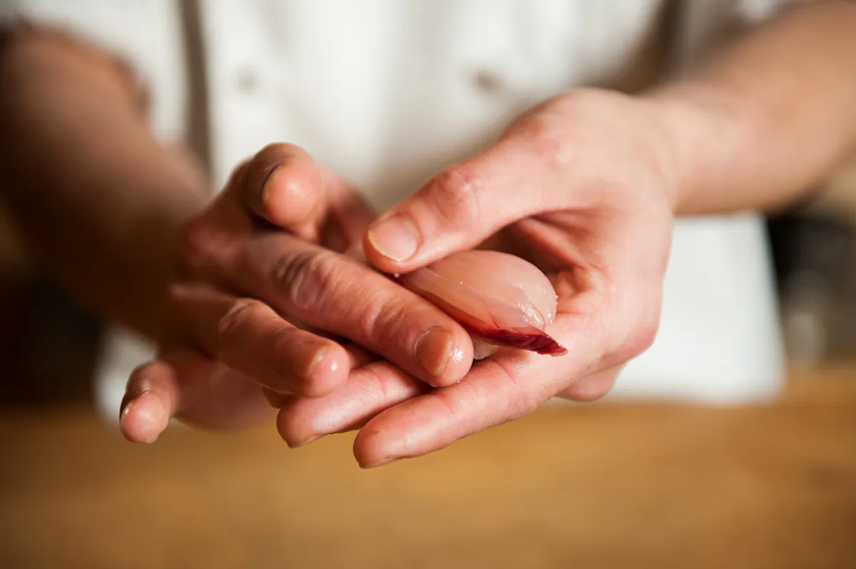 a close up of a person