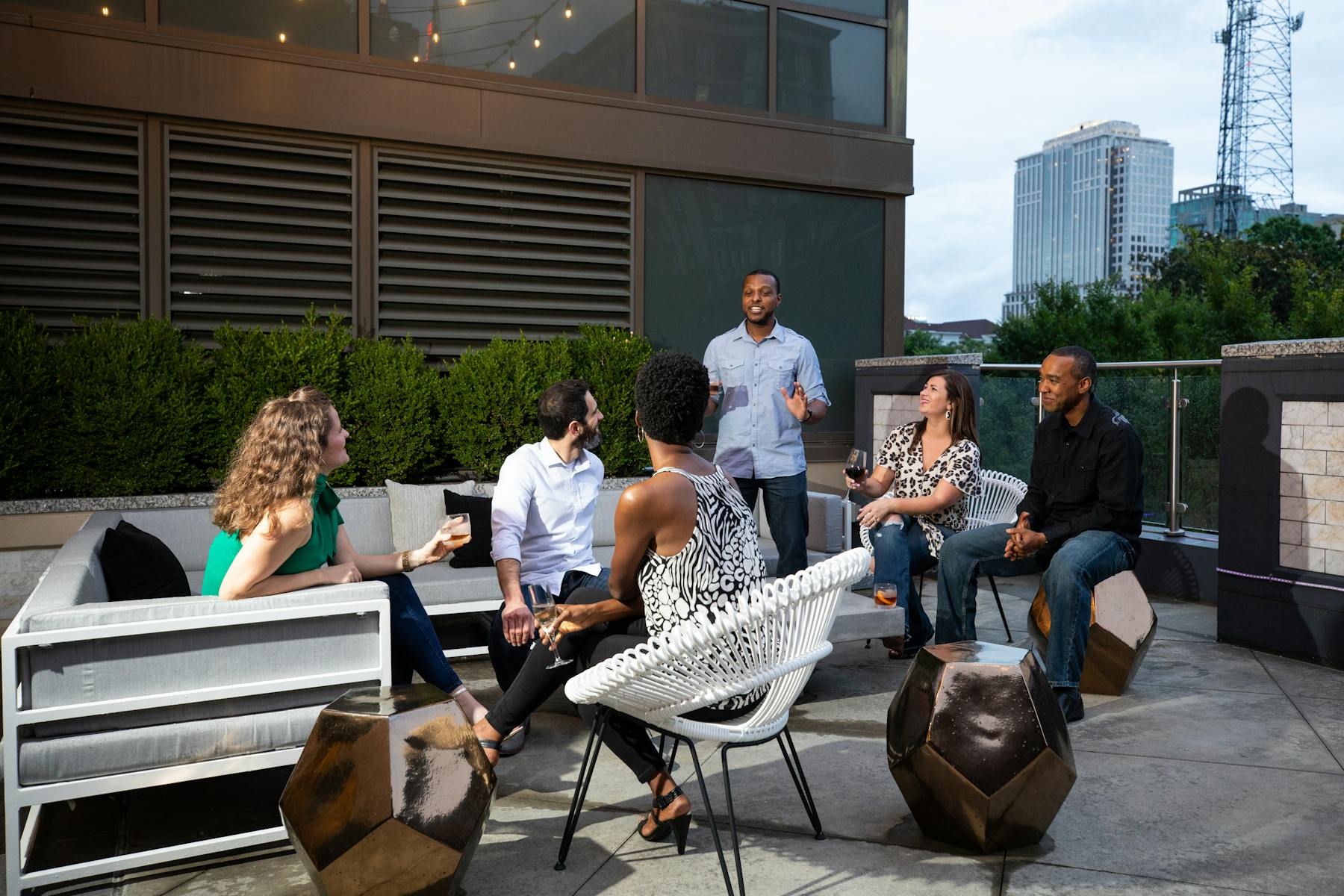 a group of people sitting on a bench