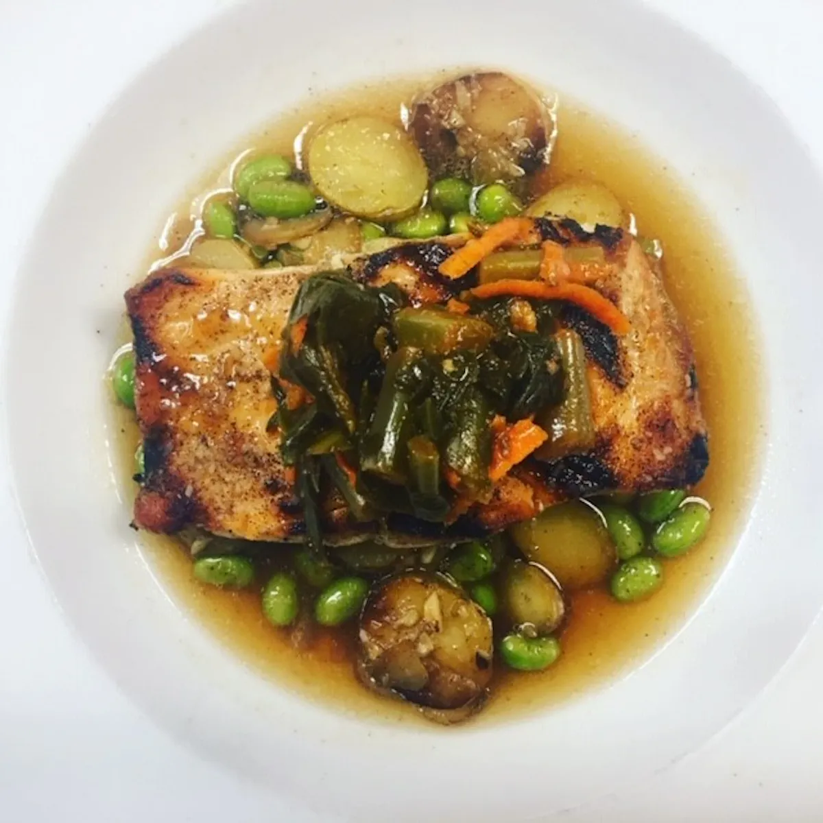 salmon w dashi