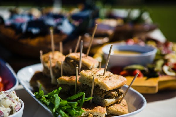 a close up of a plate of food on a table
