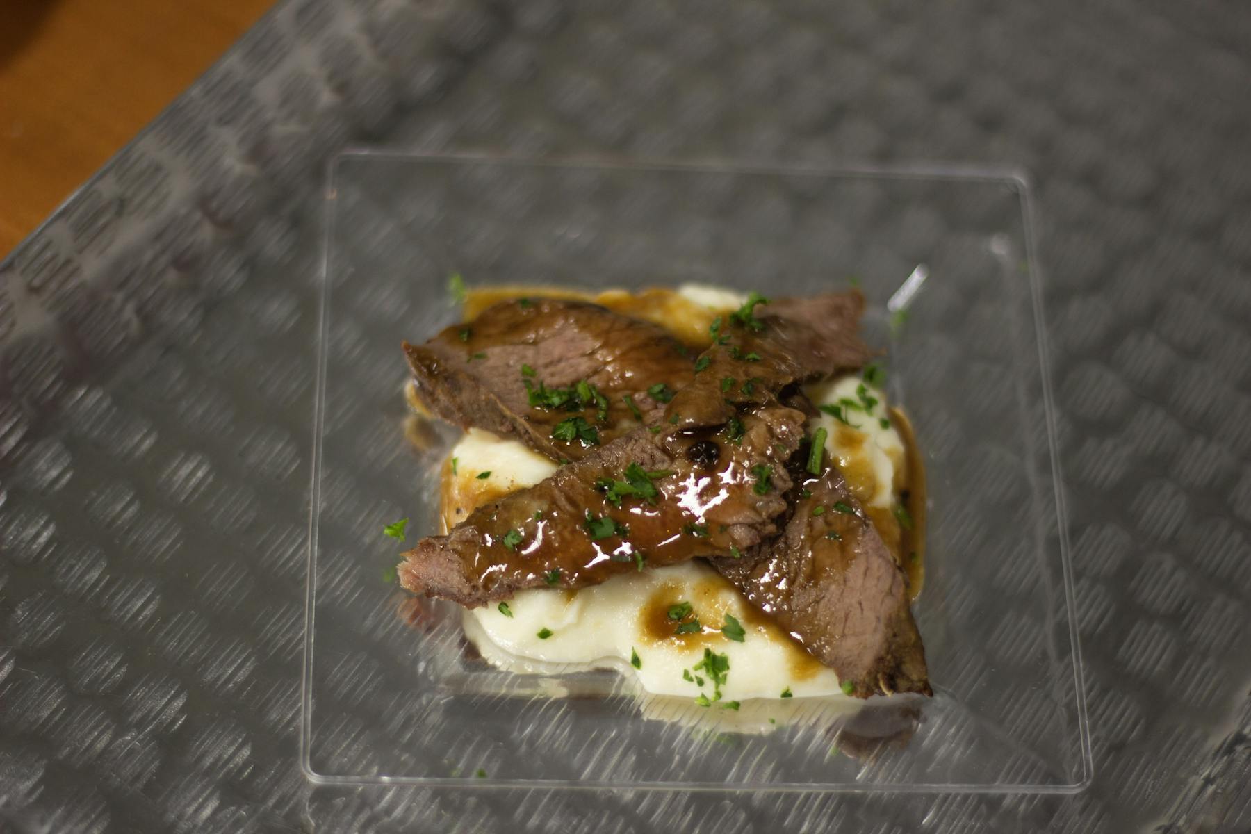 a piece of food on a table