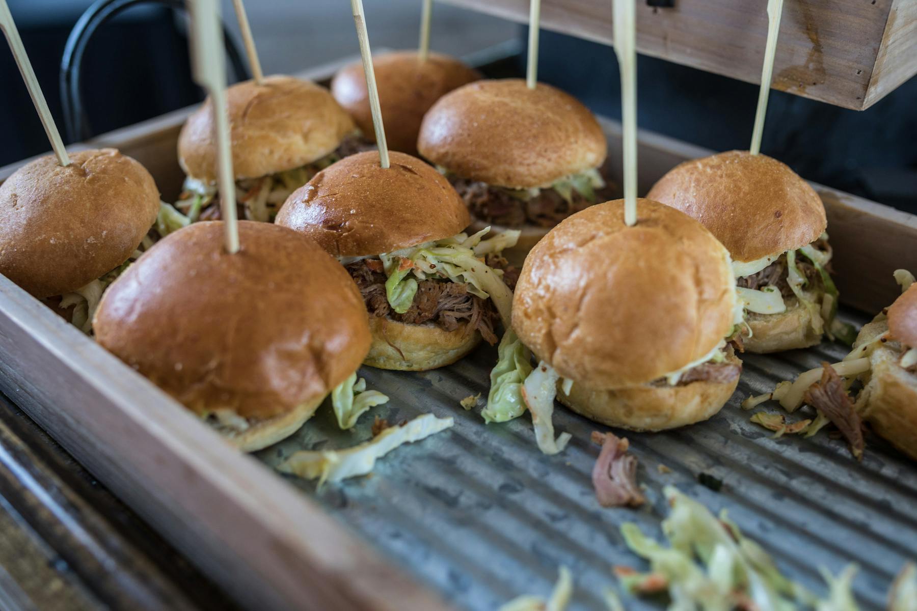 a sandwich sitting on top of a wooden table