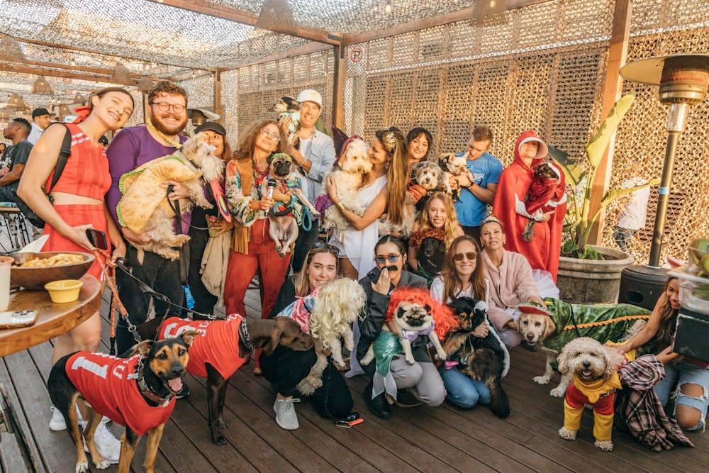 a group of people posing for the camera