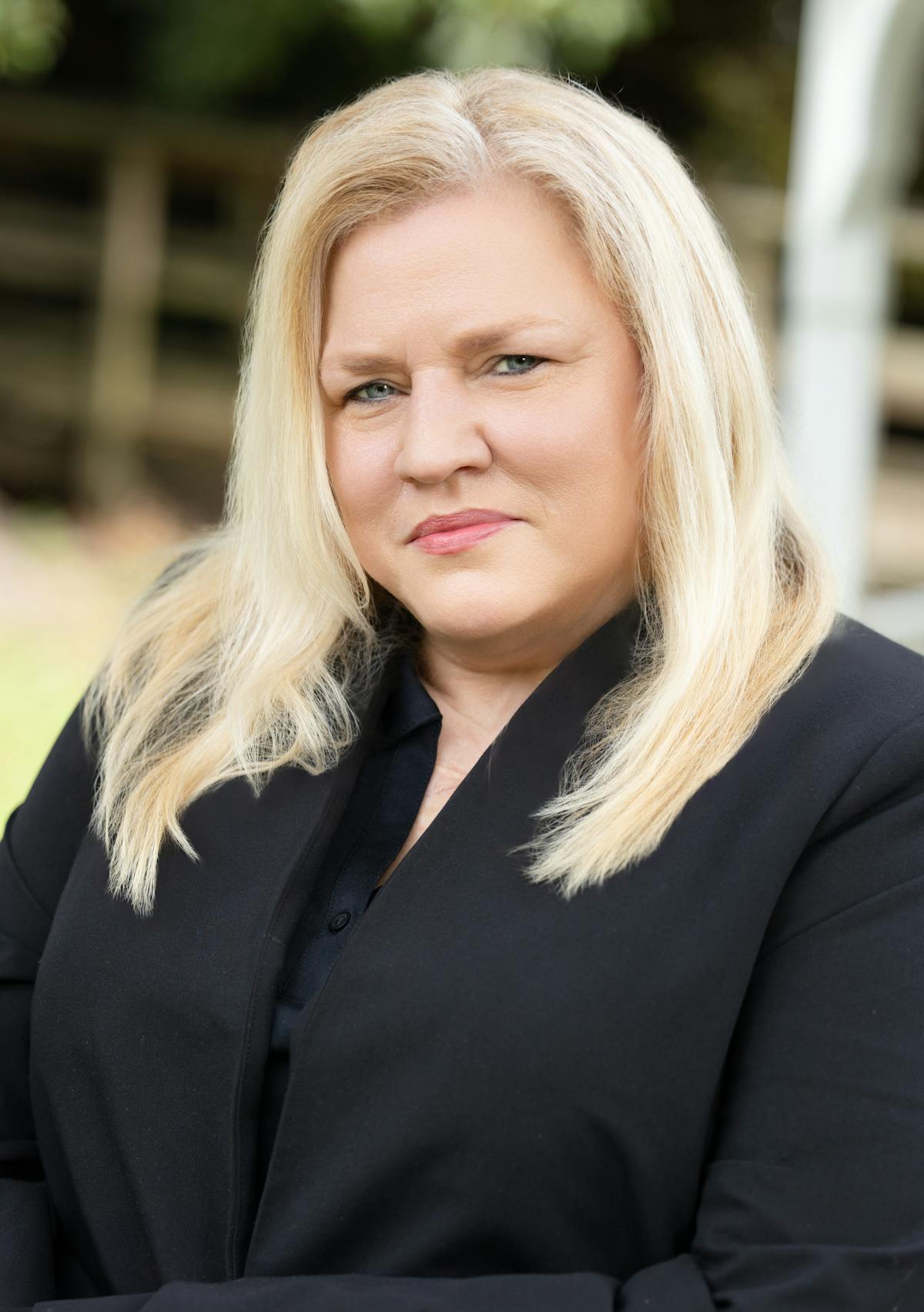 a woman looking at the camera